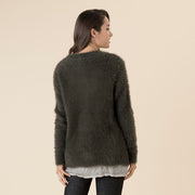 Jumper - Faux Fur Dark Khaki by Threadz