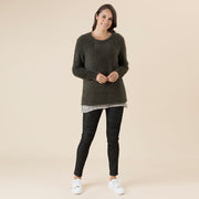 Jumper - Faux Fur Dark Khaki by Threadz