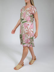 Dress - Linen Leaf Print by JUMP