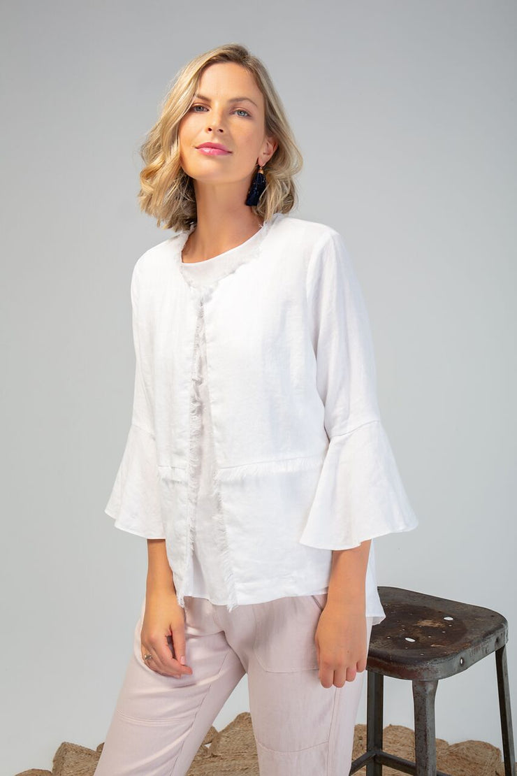 Jacket - White Fringe Trim by PingPong