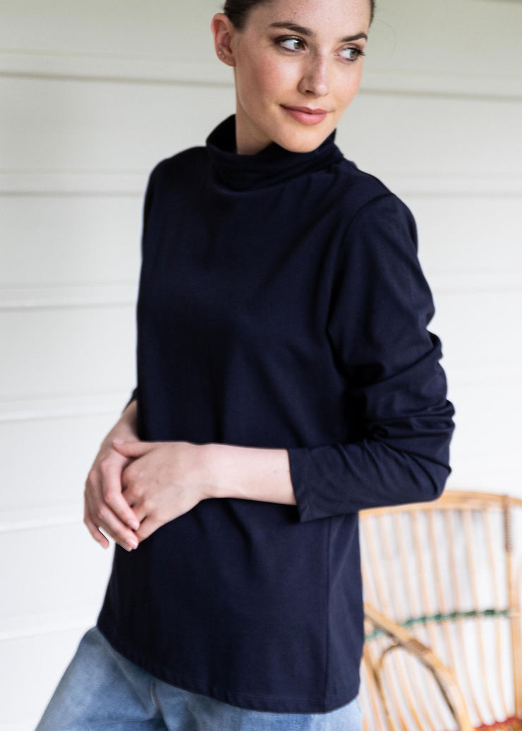 Top - Navy Cotton Skivvy by Goondiwindi Cotton