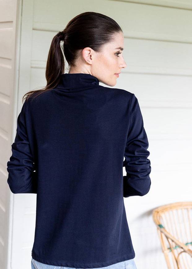 Top - Navy Cotton Skivvy by Goondiwindi Cotton