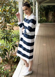 Dress - Navy/White Stripe Dress
