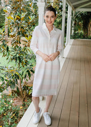 Dress - Pale Pink/White Stripe Cotton Polo