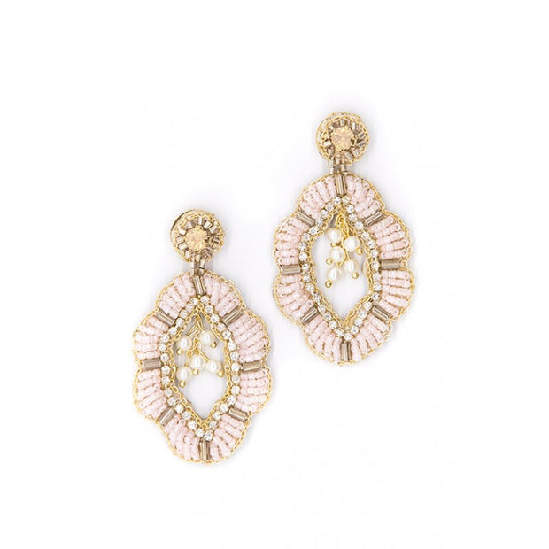 Earring - Blush Pink Beaded Diamante
