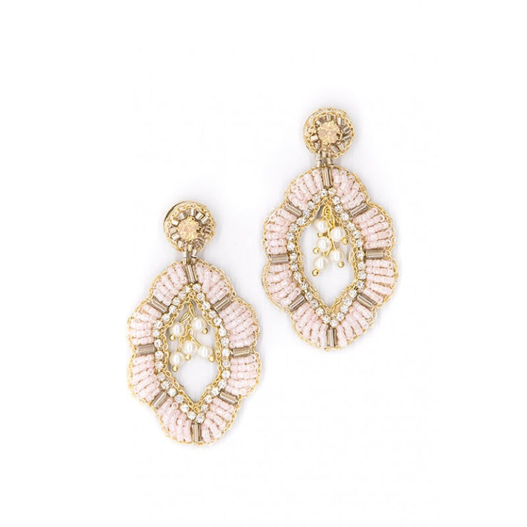 Earring - Blush Pink Beaded Diamante
