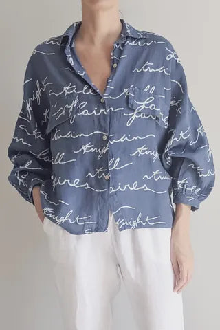 Top - Claudia Italian Linen Shirt by Purolino