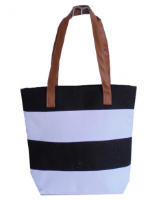 Bag - Canvas Navy and White Tote