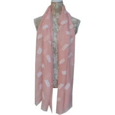 Scarf - Light pink with Owls