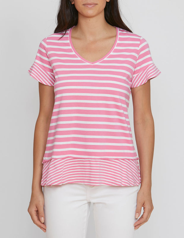 Top - S/SLV Stripe Ruffle by JUMP