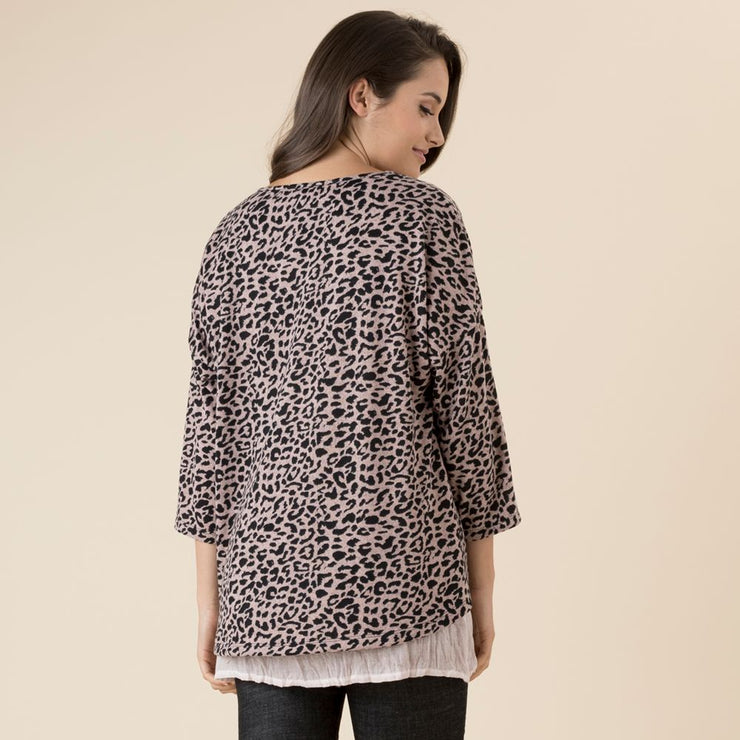 Top - Animal Print Long SLV Tee by Threadz
