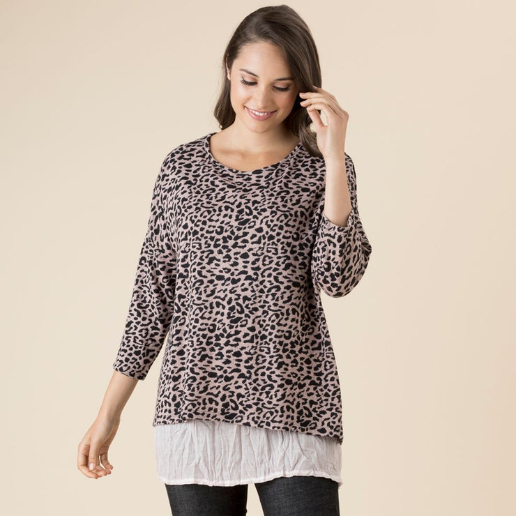 Top - Animal Print Long SLV Tee by Threadz
