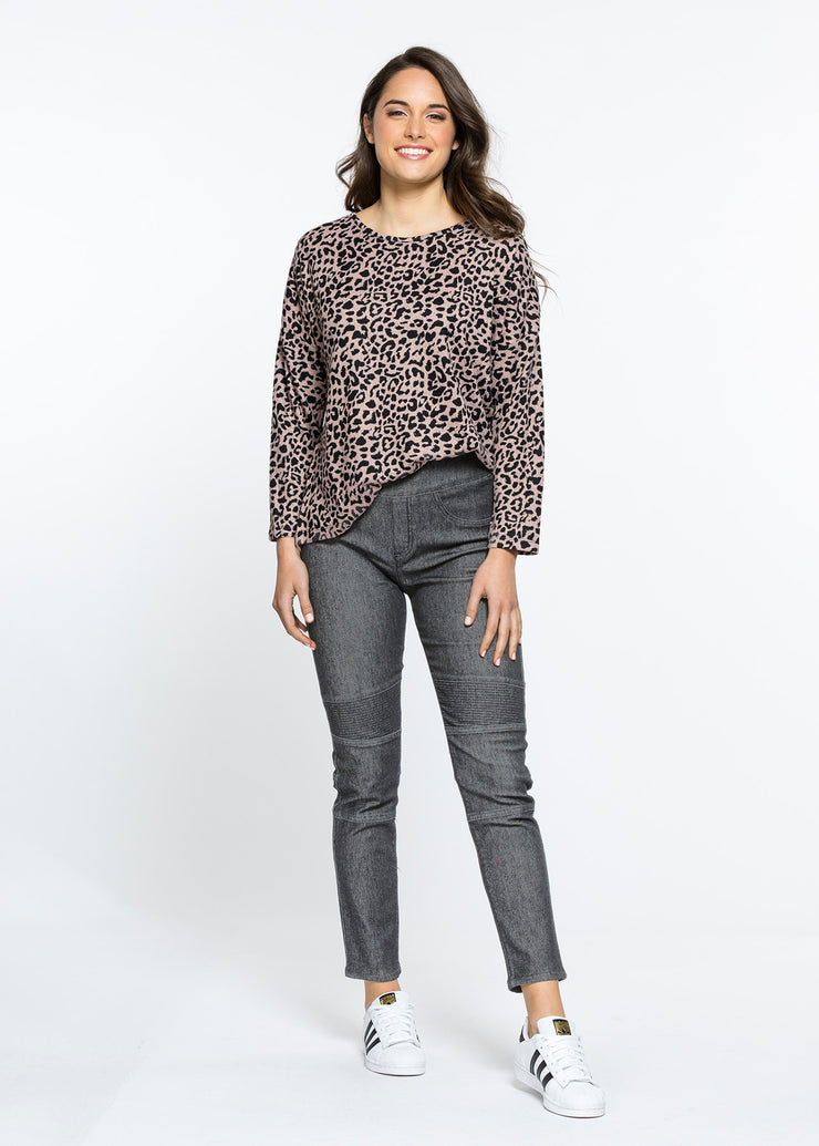 Top - Animal Print Long SLV Tee by Threadz