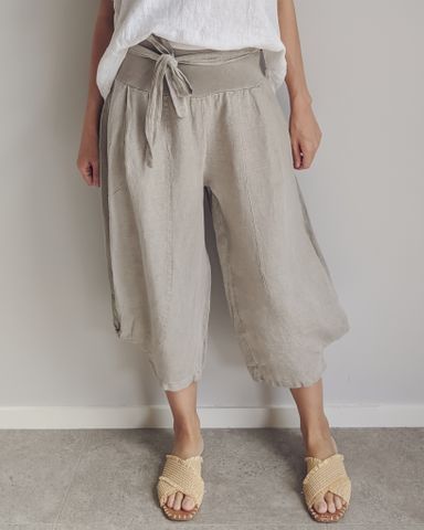 Pant - Lalia 7/8 Wide Leg Italian Linen by Purolino