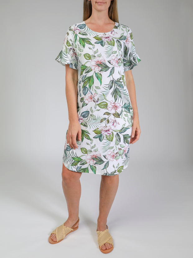Dress - Botanical Print Frill by JUMP
