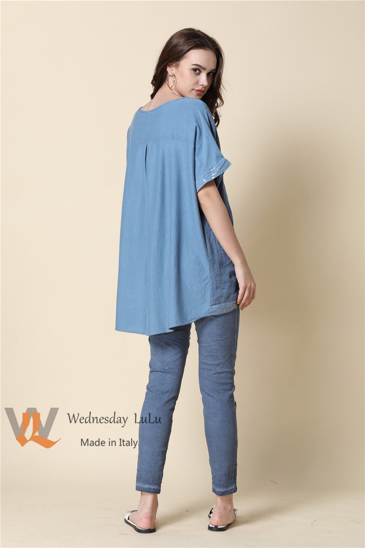 Top - Italian Linen/Cotton Bling Hem SS-9170