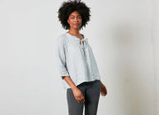 Top - Montaine Linen Blouse with Front Shirring