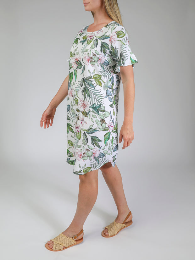 Dress - Botanical Print Frill by JUMP