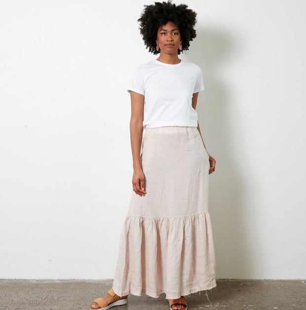 Skirt - Italian Linen Frayed Hem Maxi