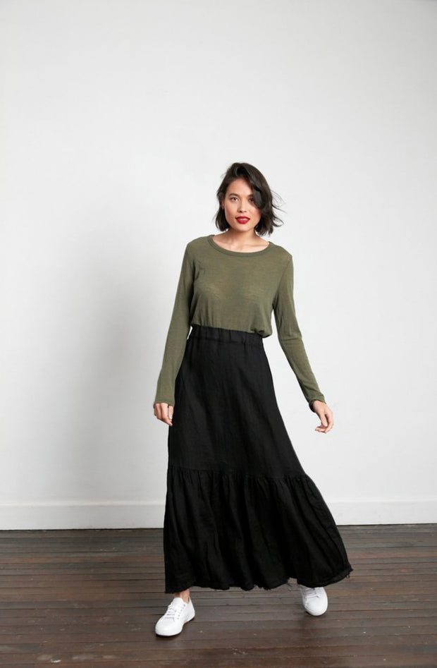 Skirt - Italian Linen Frayed Hem Maxi