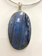 Pendant - Very Large Blue Labradorite 925 Sterling Silver