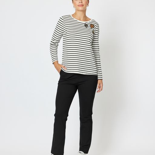 Top - GS Stripe Badge Detail Tee