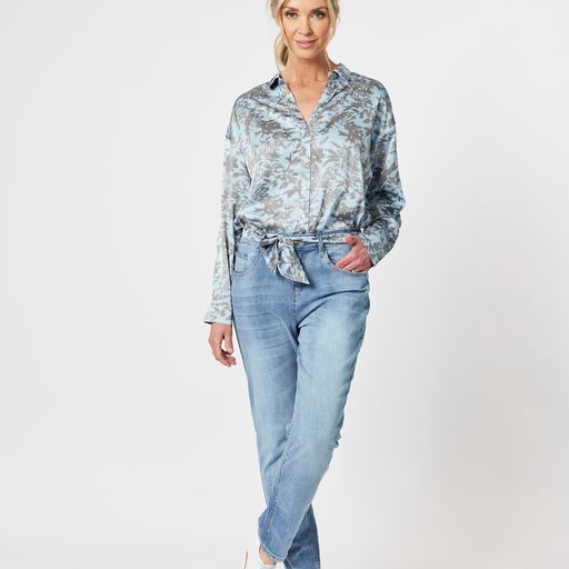 Top - GS Susie Floral Print Shirt with Belt