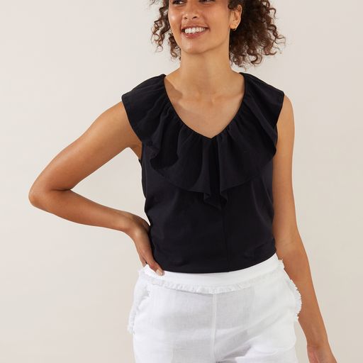 Top -V Neck Ruffle Tee by Yarra Trail