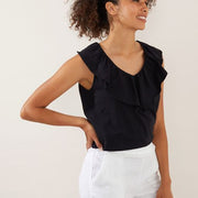 Top -V Neck Ruffle Tee by Yarra Trail