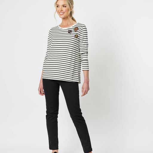 Top - GS Stripe Badge Detail Tee