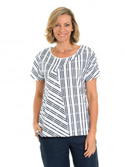 Top - Stripe Puzzle Print Tee by Yarra Trail