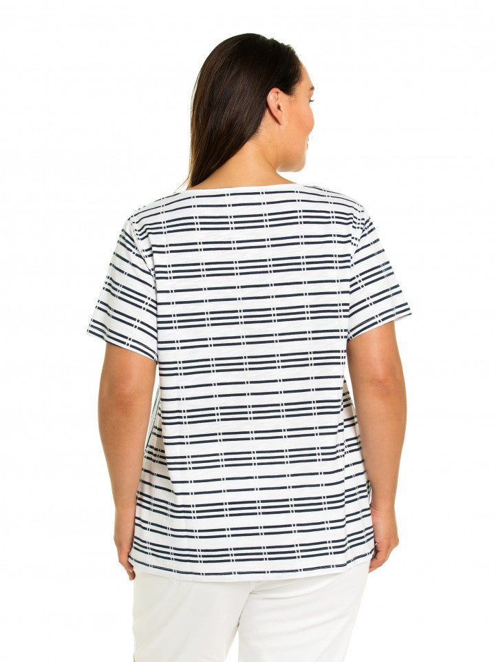 Top - Stripe Puzzle Print Tee by Yarra Trail