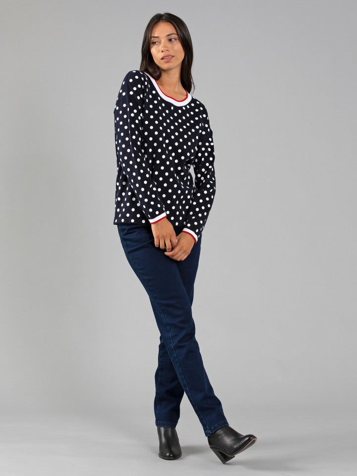 Top - Spot Print Navy by Yarra Trail
