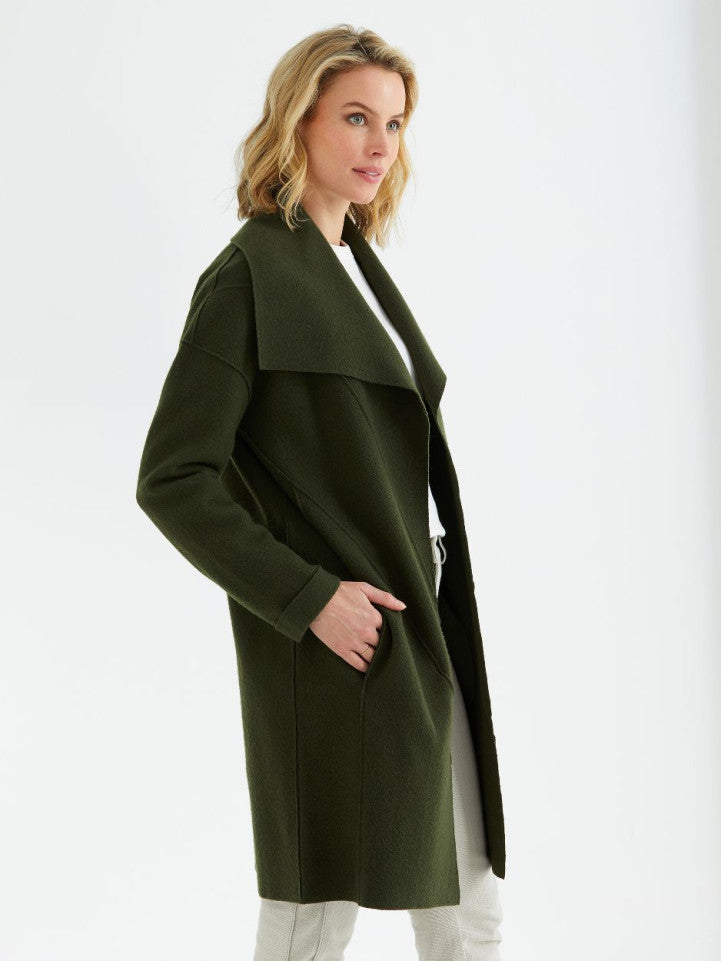 Jacket L S Seamed Boiled Wool Coat by Marco Polo