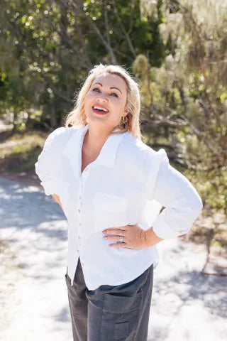 Top - Zoe Italian Linen Shirt by Purolino